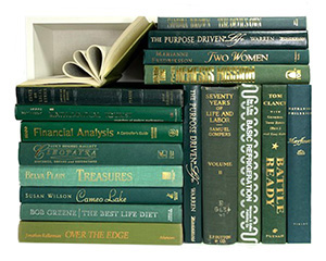 Assorted green books